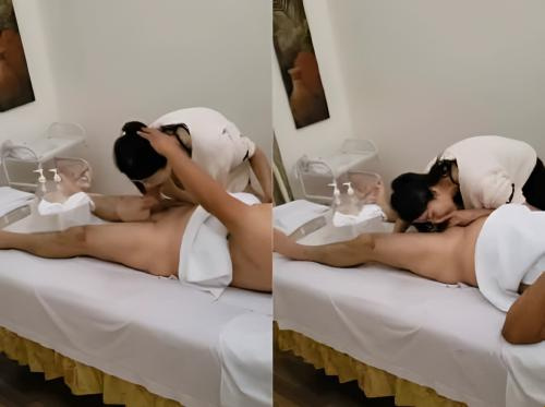 एक मालिश करने वाली एक वीआईपी ग्राहक के लंड को सहलाती है